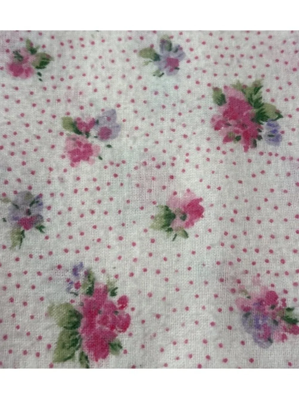 Floral Pink Purple Polka Dot Flannel Fabric 1/2 yard x 44